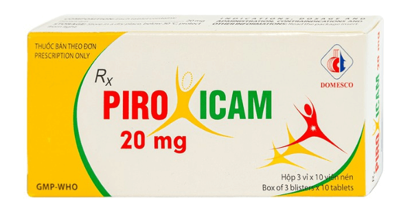 Viên nén Piroxicam 20mg Domesco giảm triệu chứng viêm khớp dạng thấp (3 vỉ x 10 viên)